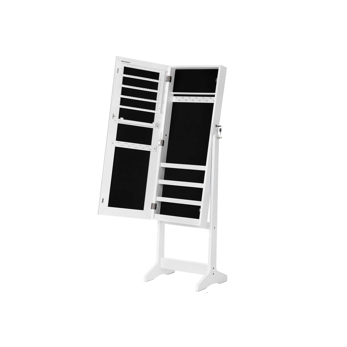 Staande Sieradenkast met Kantelbare Passpiegel, Afsluitbaar