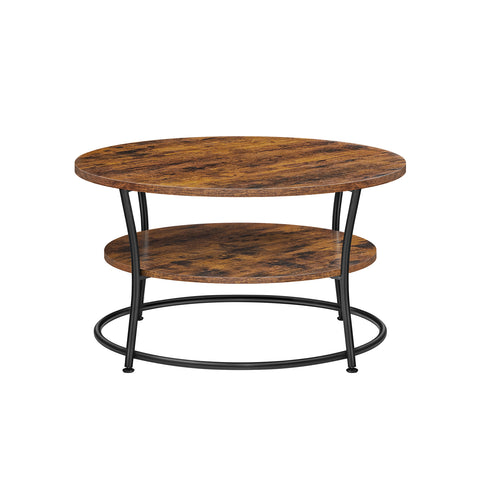 Ronde Salontafel met 2 Planken en Metalen Frame, 80 x 45 cm