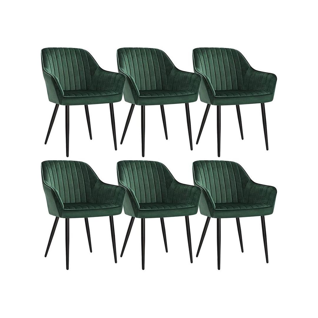 Fluwelen Eetkamerstoel met Armleuningen en Metalen Onderstel, 62,5x60x85 cm