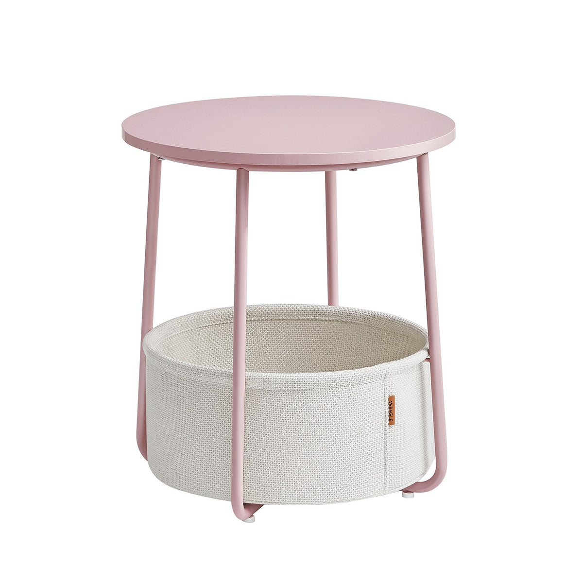 Ronde Bijzettafel met Stoffen Mand, Ø 45 x 50 cm