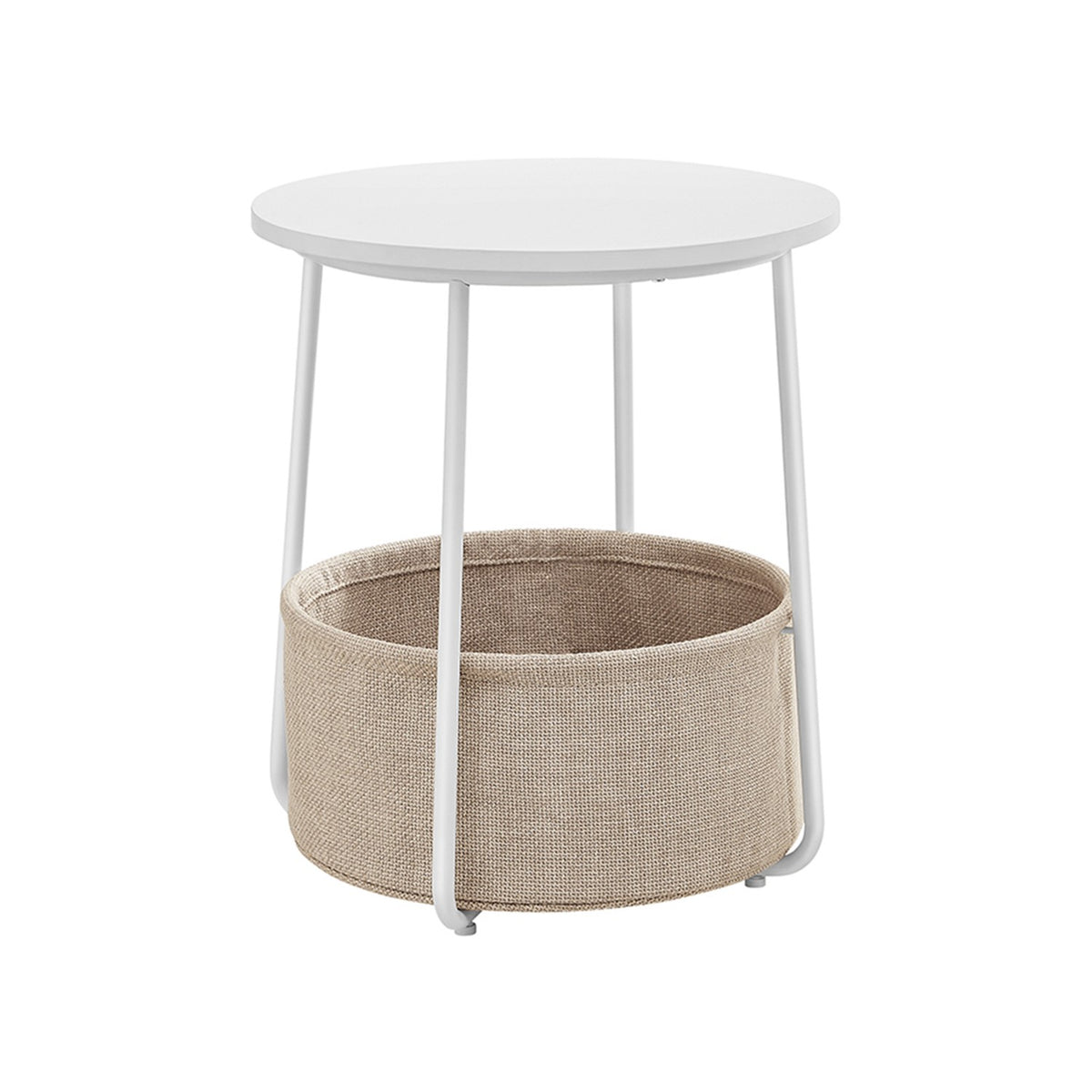 Ronde Bijzettafel met Stoffen Mand, Ø 45 x 50 cm