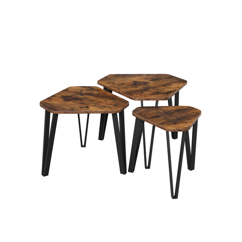 Bijzettafels Set van 3 met Metalen Poten, Industrieel Design
