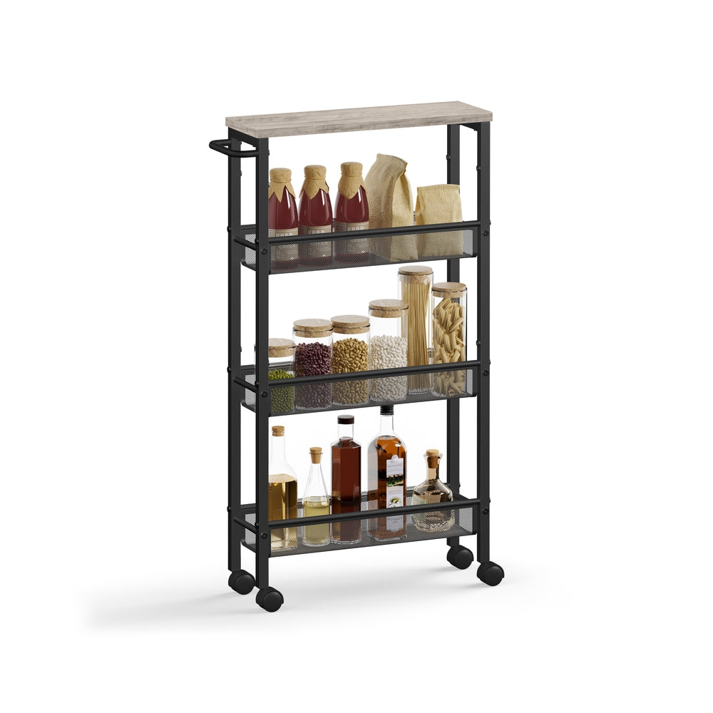 Extra Smalle Keukentrolley met 4 Niveaus, 13 x 45,4 x 77 cm
