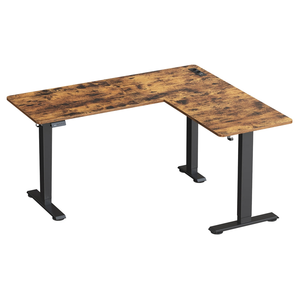 Elektrisch Zit-Sta Hoekbureau met Stopcontacten en Wielen, 160 x 140 cm