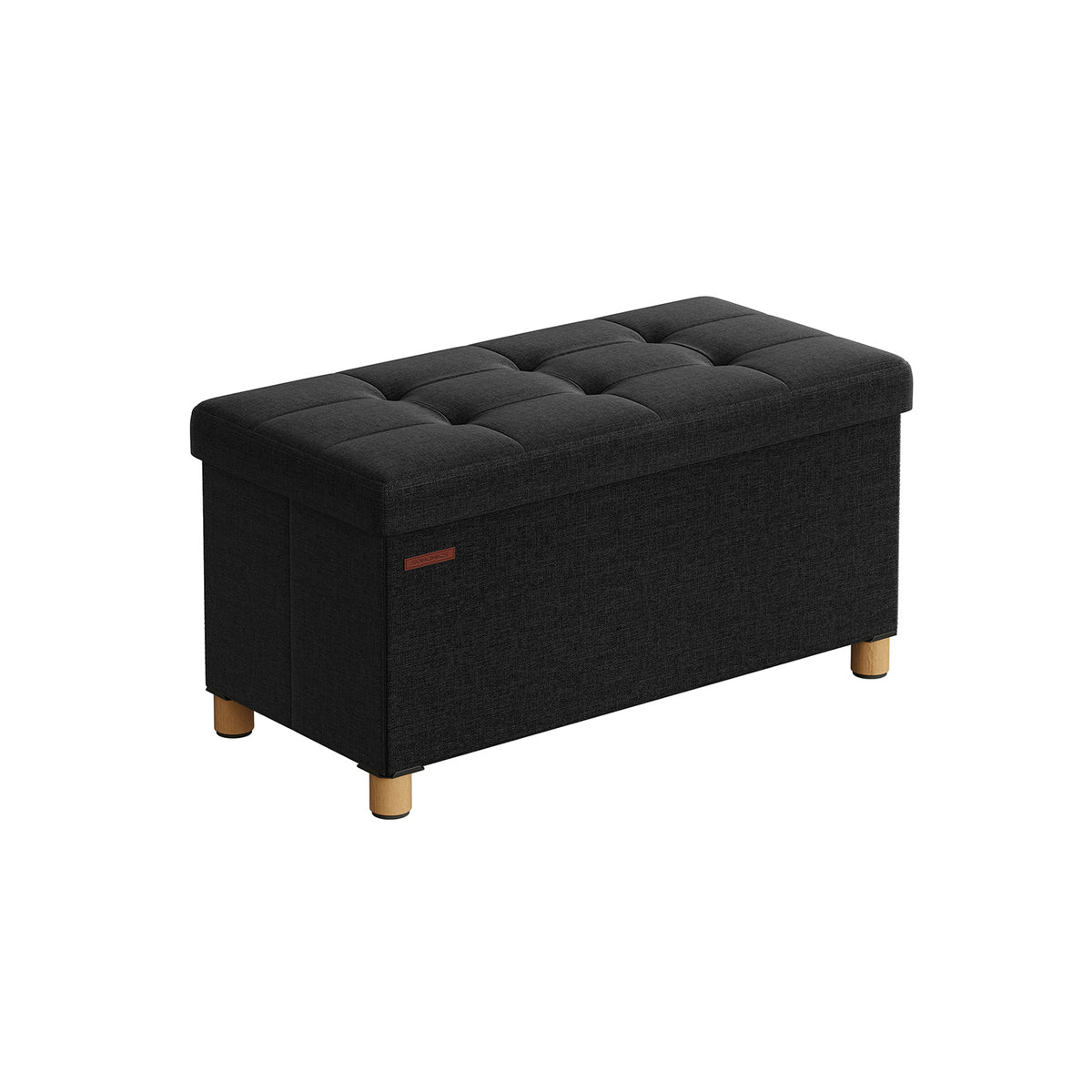 Opbergbank met Deksel en Houten Poten, 76 of 110 cm
