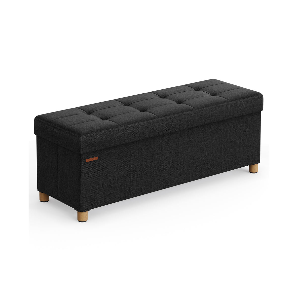 Opbergbank met Deksel en Houten Poten, 76 of 110 cm