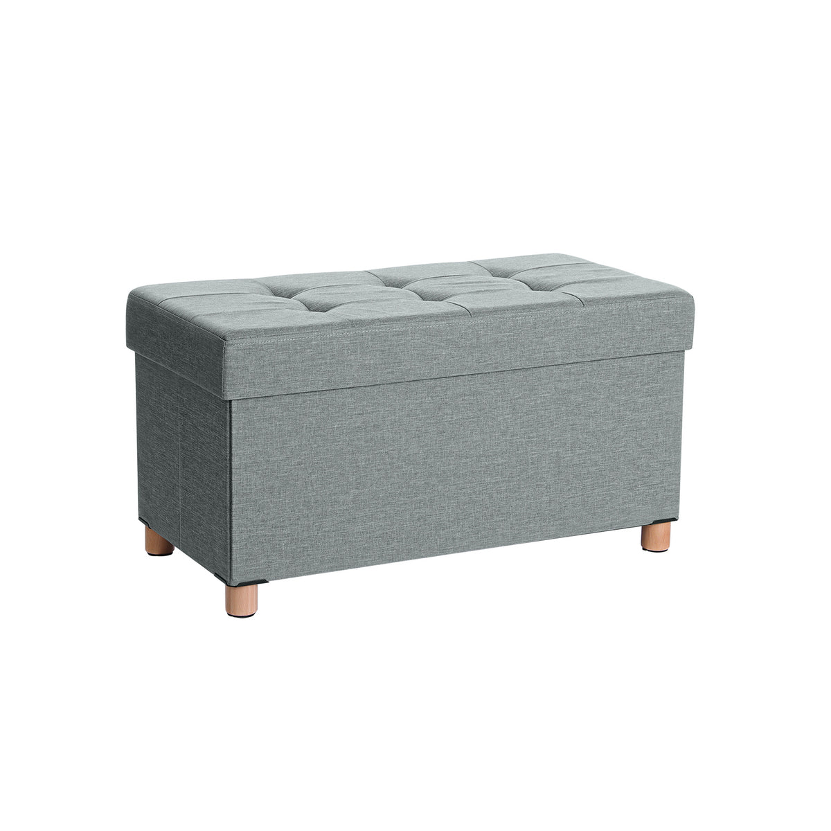 Opbergbank met Deksel en Houten Poten, 76 of 110 cm