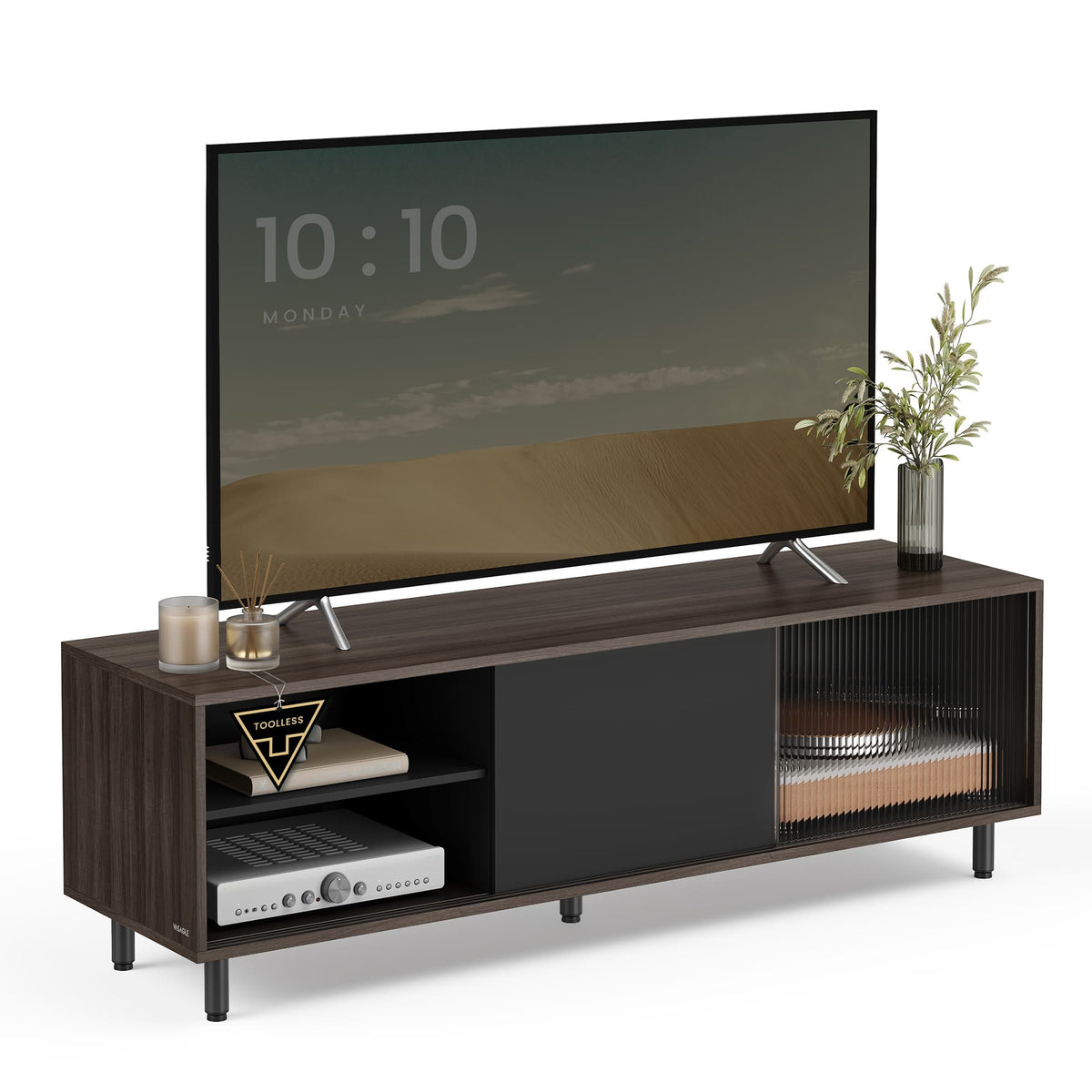 TV-meubel met Geribbeld Glas en Montage zonder Gereedschap, 140 cm