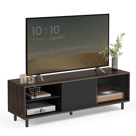 TV-meubel met Geribbeld Glas en Montage zonder Gereedschap, 140 cm