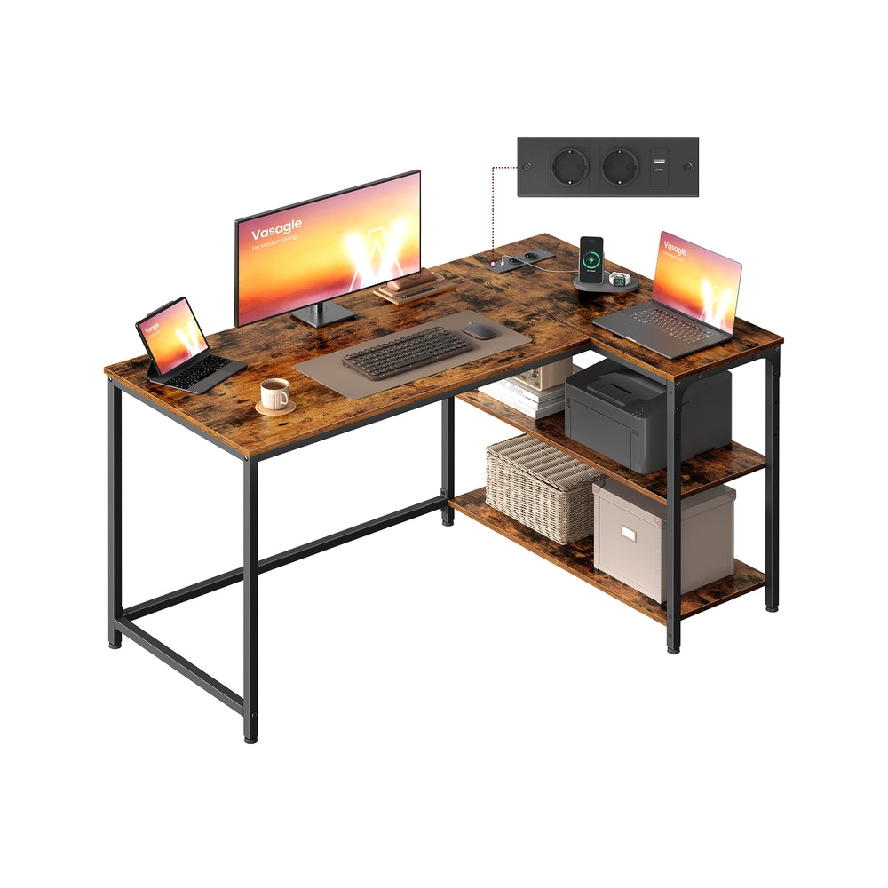 L-vormig hoekbureau bruin