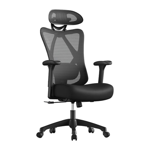 Bureaustoel met Verstelbare Lendensteun en Netrugleuning in Zwart, 70 x 70 x (115-125) cm