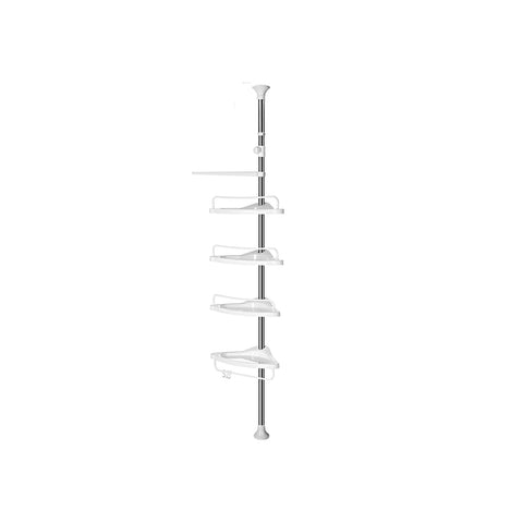 Verstelbare Doucheplank met 4 Planken, 3 Haken en Handdoekenrek, 95-300 cm