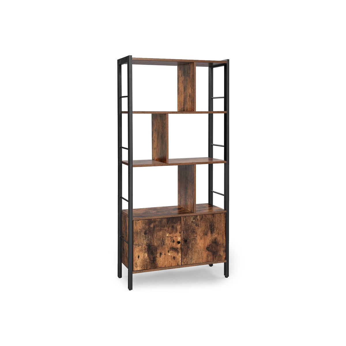 Boekenkast met 4 Open Planken en Stalen Frame in Industrieel Design – productweergave 1 | De Groot Living