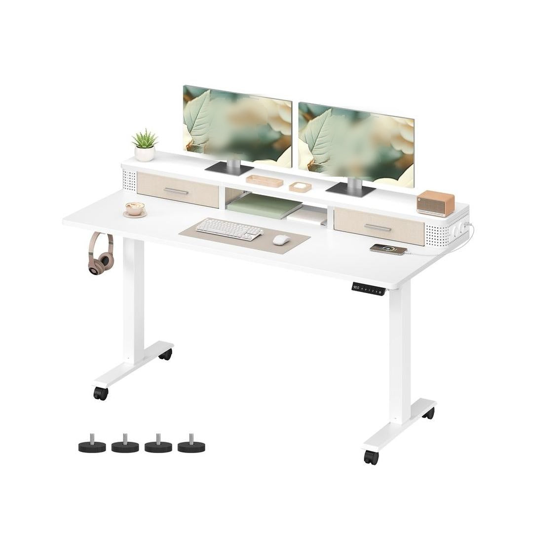 Elektrisch Verstelbaar Zit-Sta Bureau met Lades en USB-Oplaadpunten – productweergave 1 | De Groot Living