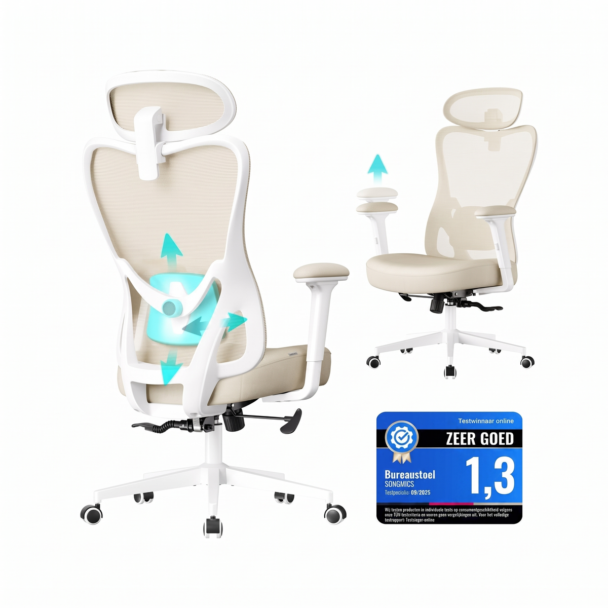 Gamingstoel met Verstelbare Hoofdsteun en Kantelbare Rugleuning – productweergave 3 | De Groot Living