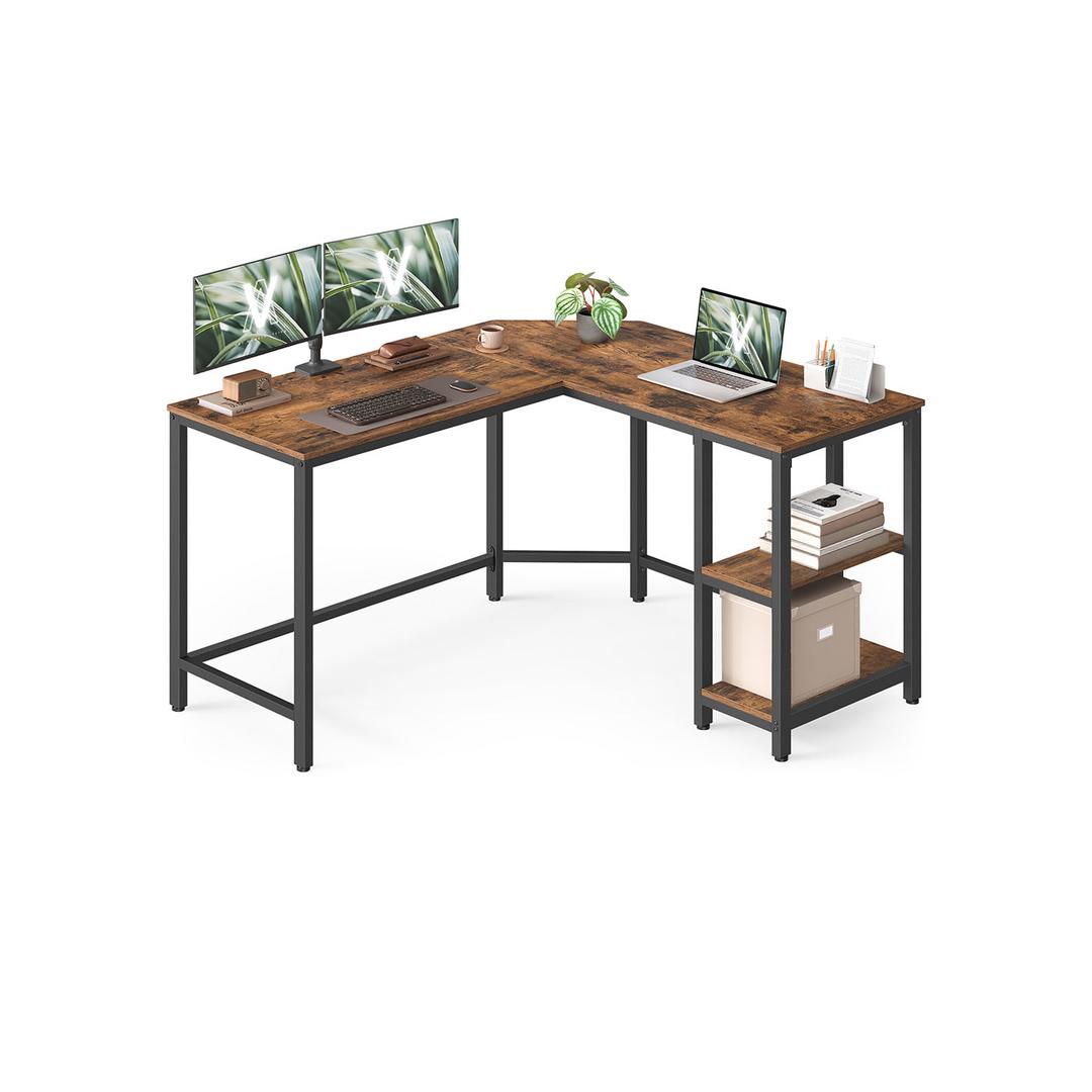 L-vormig Hoekbureau met Opbergplanken en Houtlook Werkblad – productweergave 32 | De Groot Living