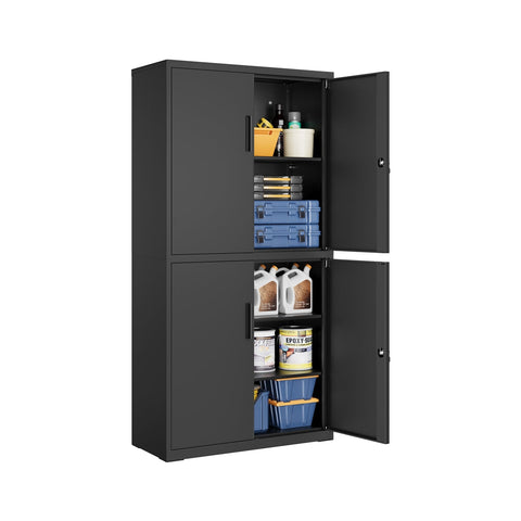 Metalen Garagekast met Verstelbare Legplanken en Afsluitbare Deuren – productweergave 1 | De Groot Living