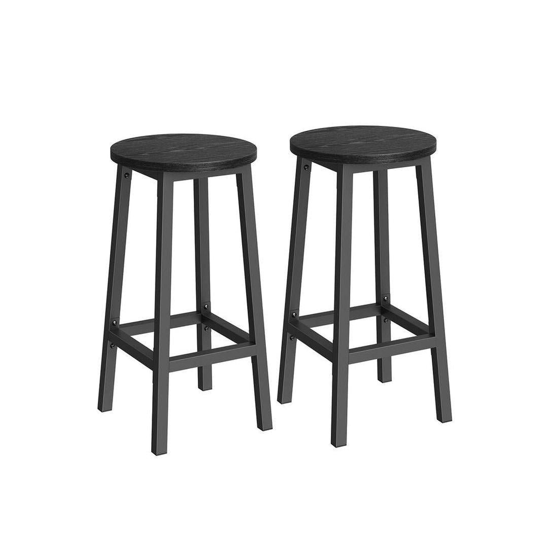 Set Van 2 Barkrukken met Voetsteun en Metalen Frame Voor Keuken of Bar – productweergave 2 | De Groot Living