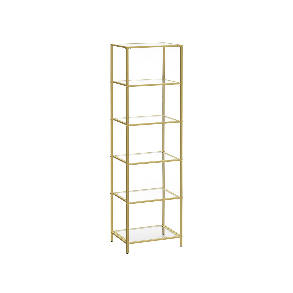 Smalle Stellingkast van Gehard Glas met Stalen Frame – productweergave 2 | De Groot Living