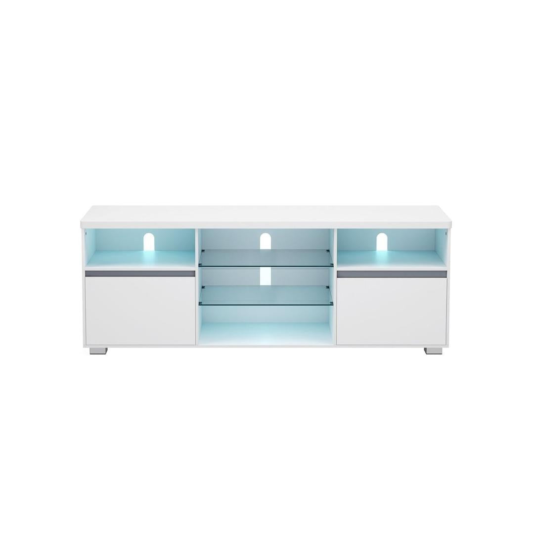 TV-Meubel met LED-Verlichting en Verstelbare Glazen Planken – productweergave 3 | De Groot Living