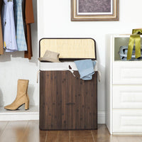 Bamboe Wasmand met Deksel en Afneembare Waszak, 100 L