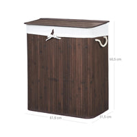Bamboe Wasmand met Deksel en Afneembare Waszak, 100 L