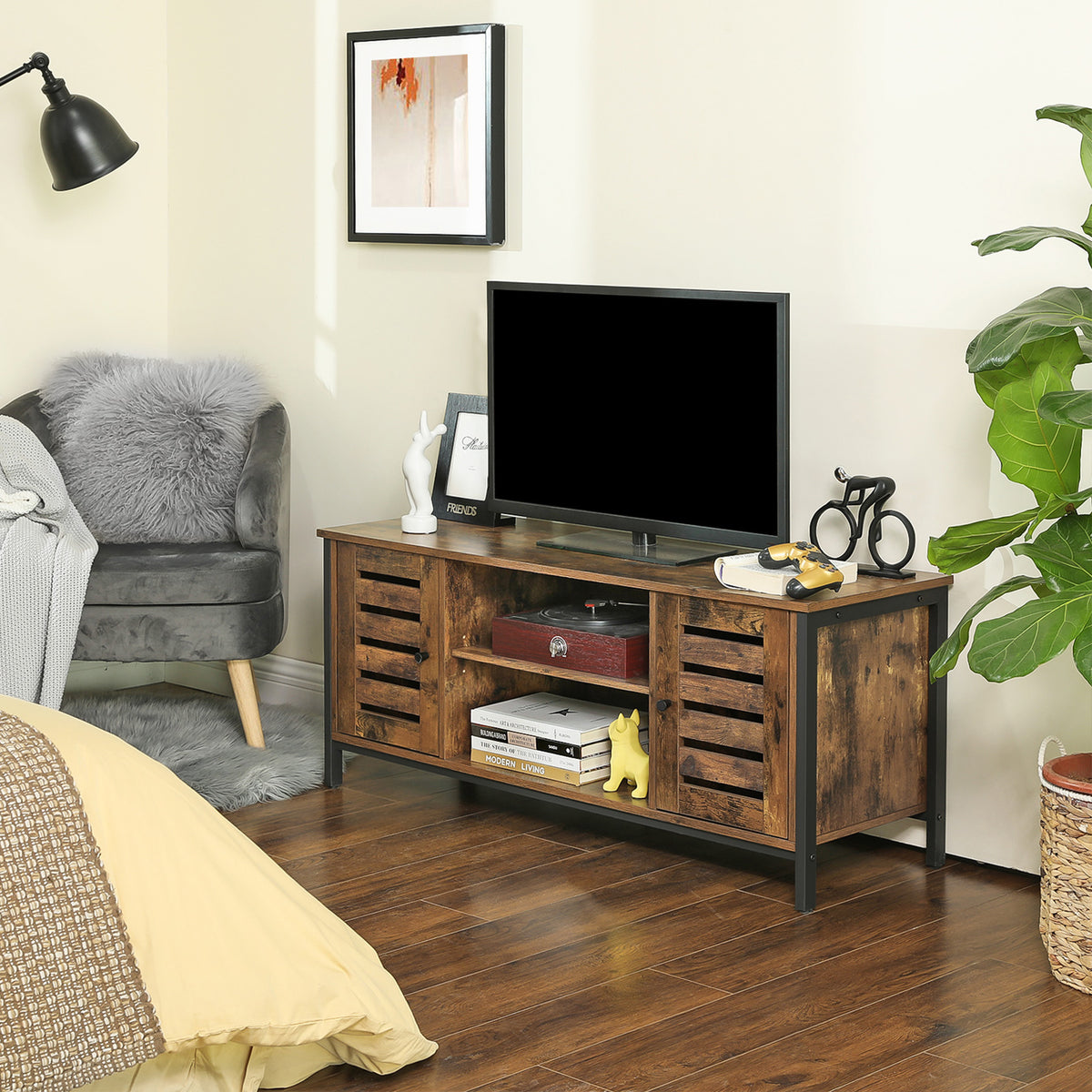 TV-meubel met Lamellendeuren en Verstelbare Plank