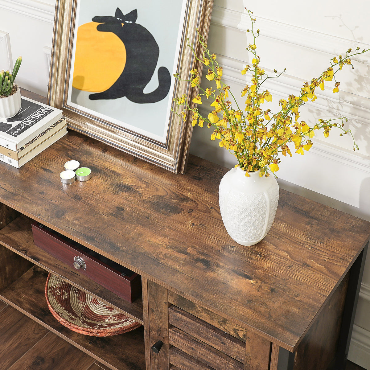 TV-meubel met Lamellendeuren en Verstelbare Plank