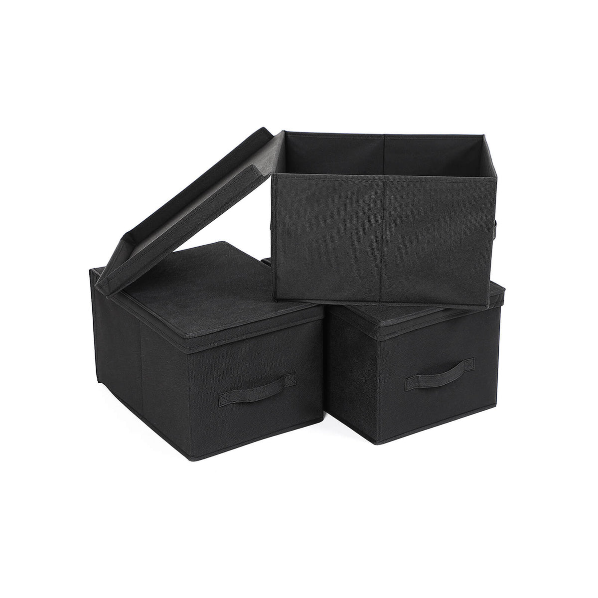 Vouwdozen met Scharnierend Deksel en Labelhouder, Set van 3, 40 x 30 x 25 cm