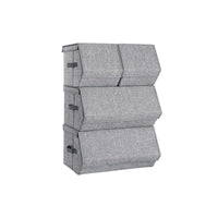 Stapelbare Opbergdozen met Metalen Frame en Deksel, Set van 4, Grijs
