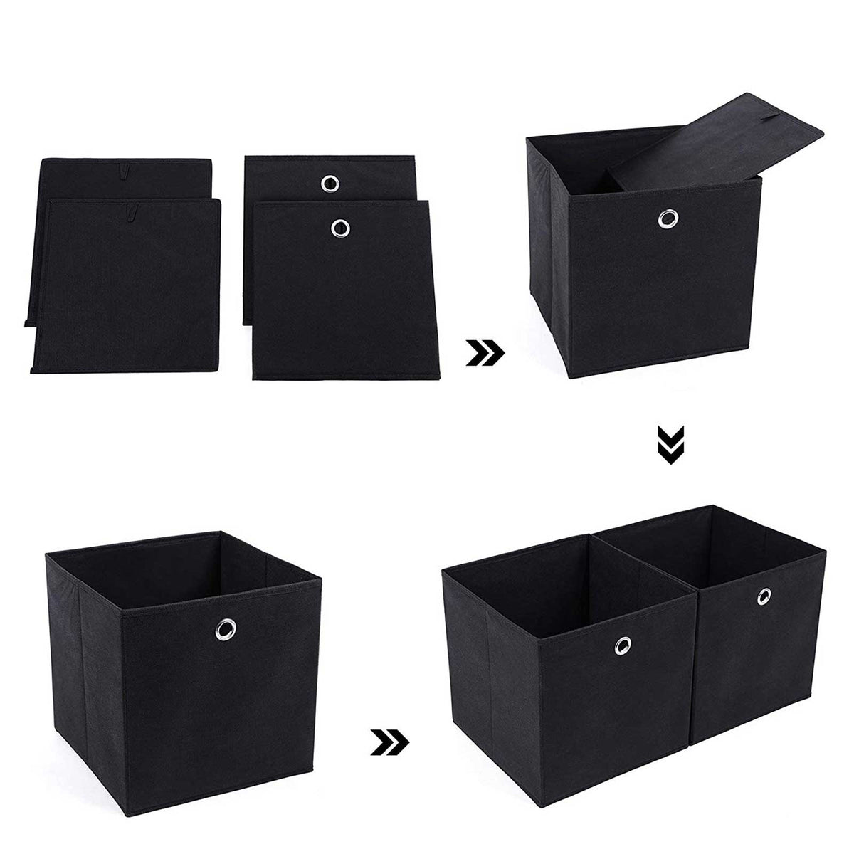 Opvouwbare Opbergdozen met Vingergat voor Kubusrek, Set van 6, 30 x 30 x 30 cm