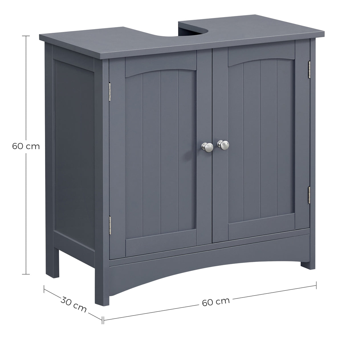 Wastafelonderkast met 2 Deuren en Verstelbare Plank, 60 x 30 x 60 cm