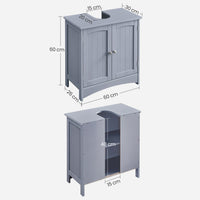 Wastafelonderkast met 2 Deuren en Verstelbare Plank, 60 x 30 x 60 cm