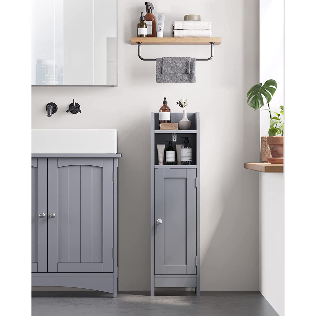 Smalle Toiletkast met Verstelbare Planken, 18 x 20 x 80 cm