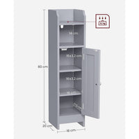 Smalle Toiletkast met Verstelbare Planken, 18 x 20 x 80 cm