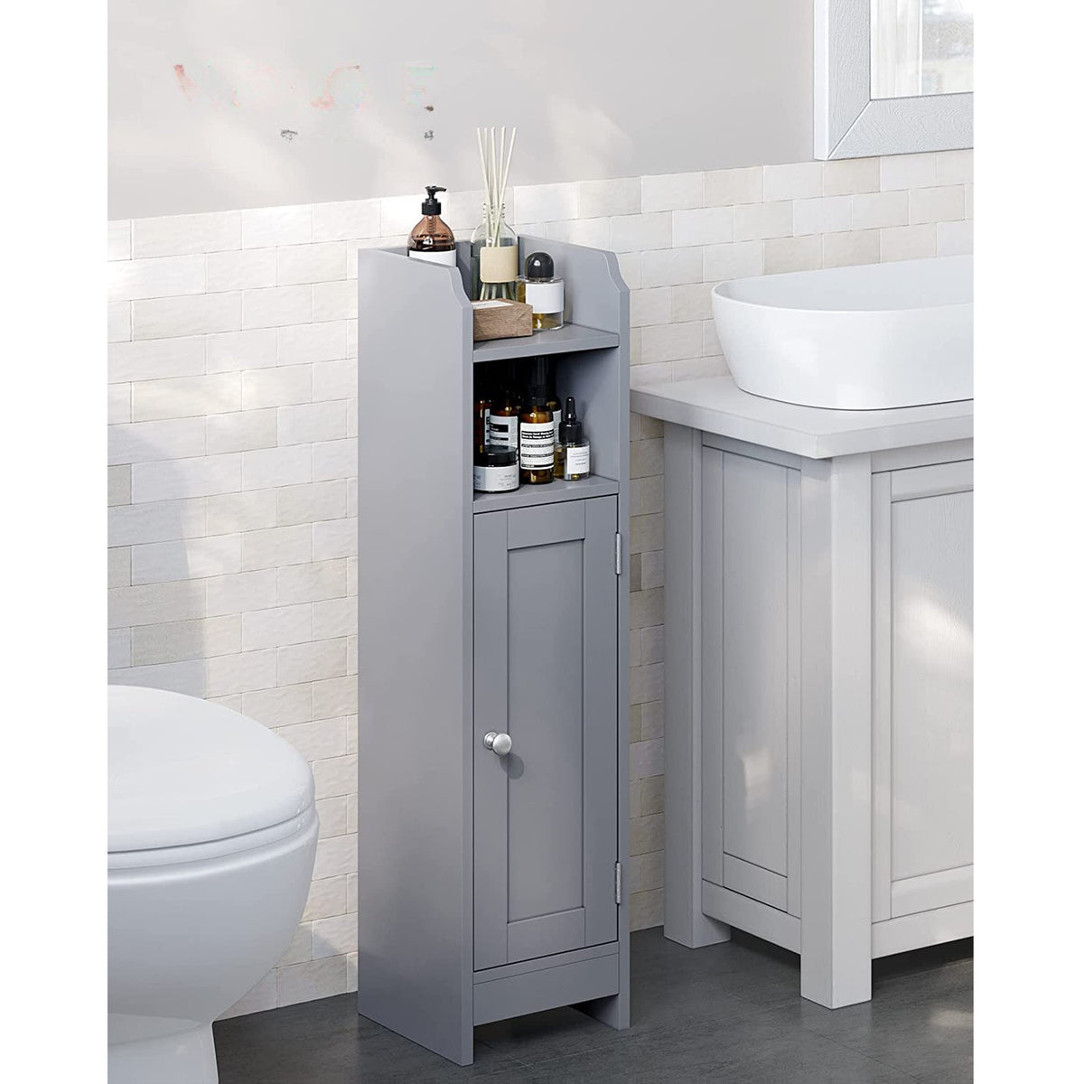 Smalle Toiletkast met Verstelbare Planken, 18 x 20 x 80 cm