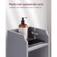 Smalle Toiletkast met Verstelbare Planken, 18 x 20 x 80 cm