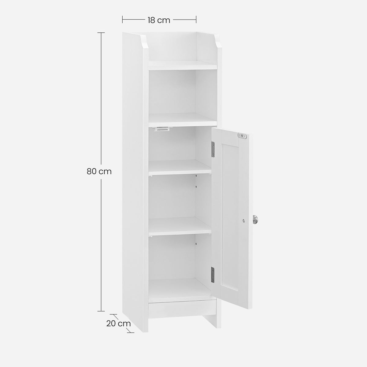 Smalle Toiletkast met Verstelbare Planken, 18 x 20 x 80 cm