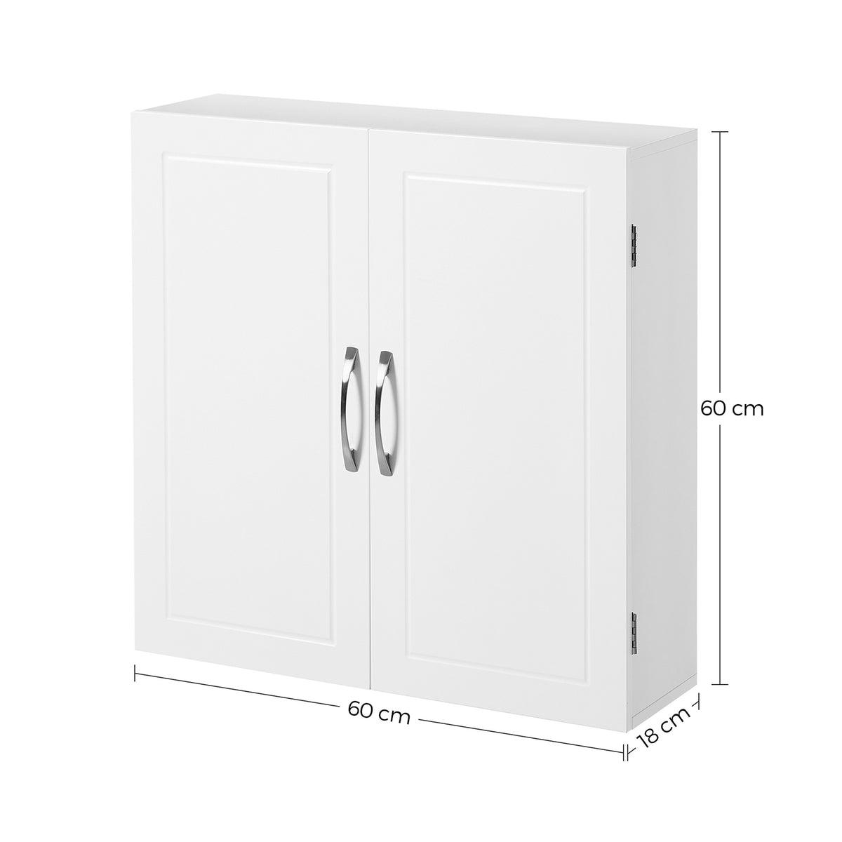 Badkamerkast met 2 Deuren en 2 Verstelbare Planken, 60 x 18 x 60 cm