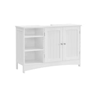 Witte Wastafelonderkast met 2 Deuren en Open Vakken, 90 x 30 x 60 cm