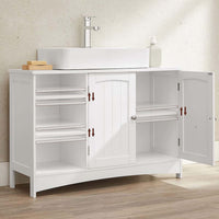 Witte Wastafelonderkast met 2 Deuren en Open Vakken, 90 x 30 x 60 cm