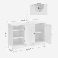 Witte Wastafelonderkast met 2 Deuren en Open Vakken, 90 x 30 x 60 cm
