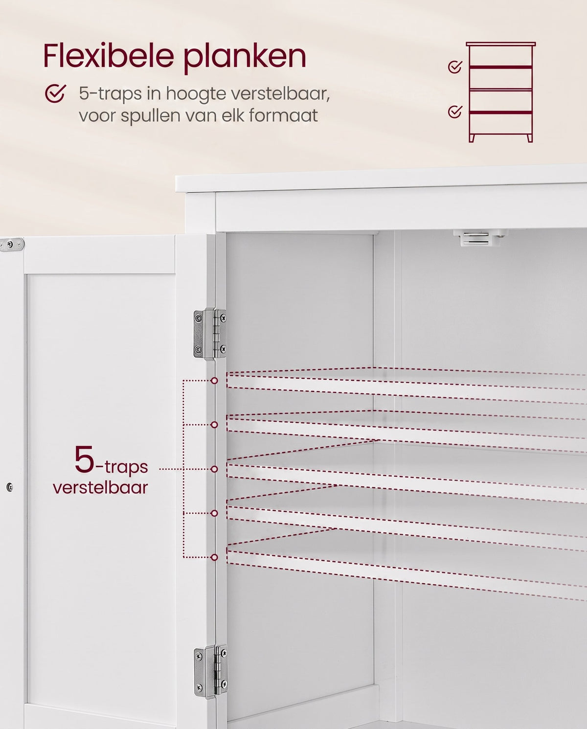Badkamerkast met 4 Deuren en Verstelbare Planken, 30 x 60 x 110 cm