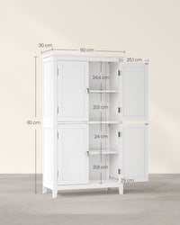 Badkamerkast met 4 Deuren en Verstelbare Planken, 30 x 60 x 110 cm