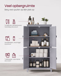 Badkamerkast met 4 Deuren en Verstelbare Planken, 30 x 60 x 110 cm