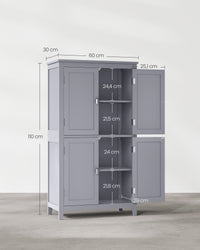 Badkamerkast met 4 Deuren en Verstelbare Planken, 30 x 60 x 110 cm