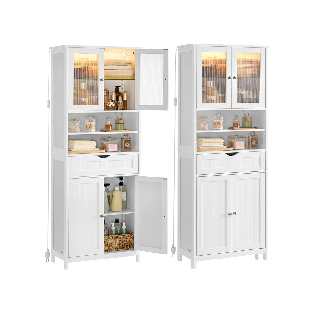 Badkamerkast met Led-verlichting, Lade en Verstelbare Planken, 30 x 60 x 170 cm