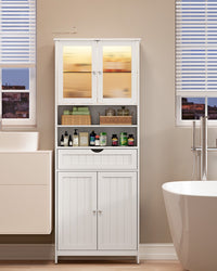 Badkamerkast met Led-verlichting, Lade en Verstelbare Planken, 30 x 60 x 170 cm