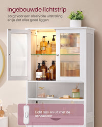 Badkamerkast met Led-verlichting, Lade en Verstelbare Planken, 30 x 60 x 170 cm