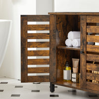 Wastafelonderkast met Stalen Frame en 2 Lamellendeuren, 60 x 30 x 60 cm